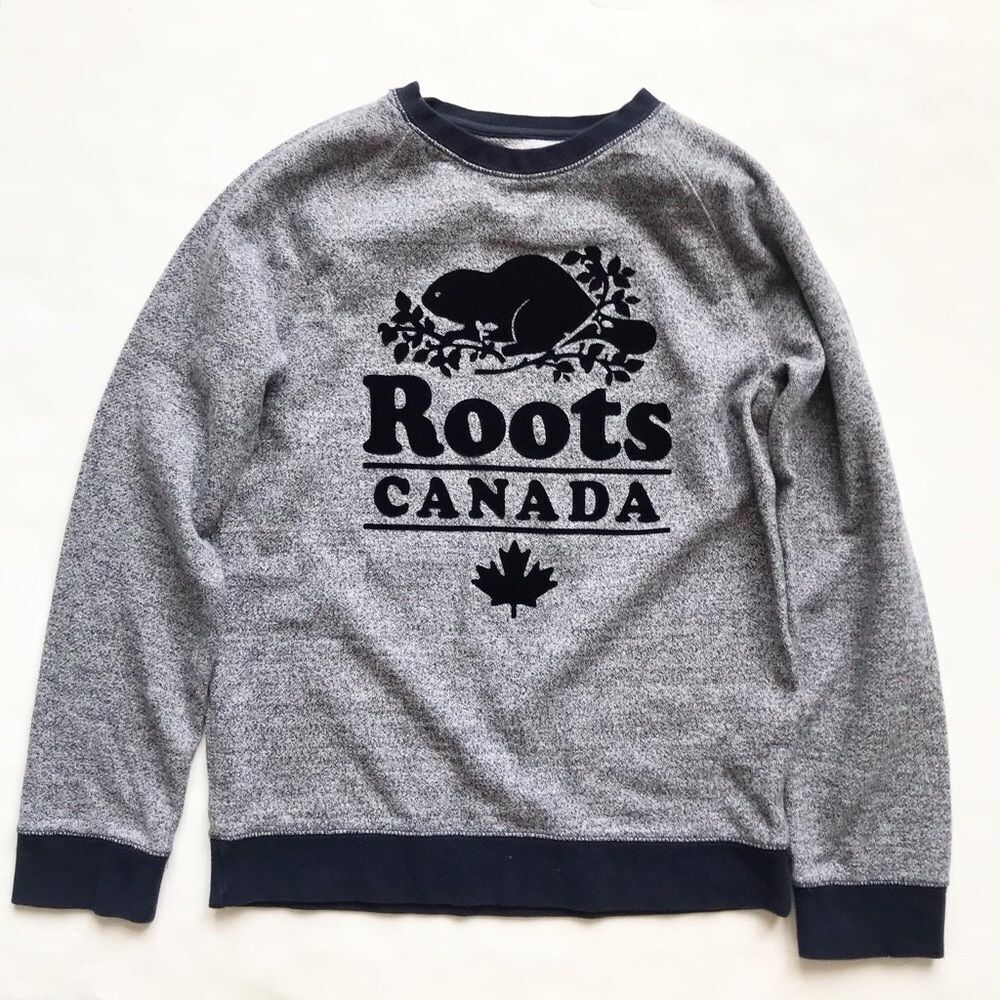 Roots Canada Cabin velvet logo sweatshirt EUC XXL(13-14Y) - Picture 1 of 5
